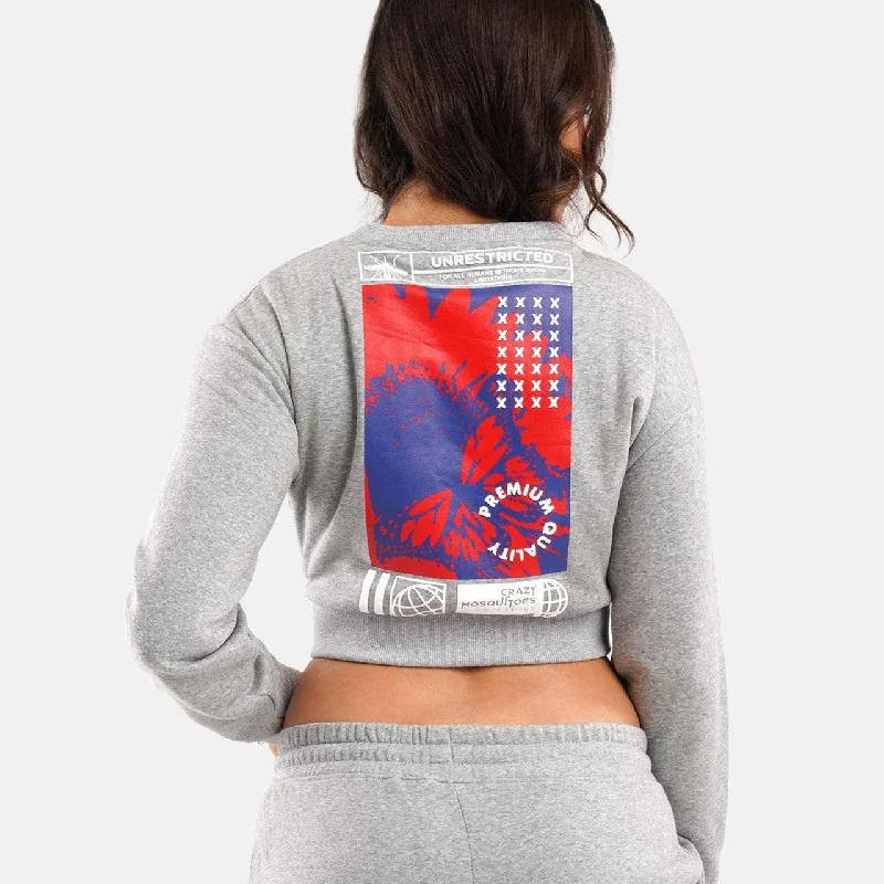 Great Deal Unrestricted Cropped Fleece Sweat in Grey Melange