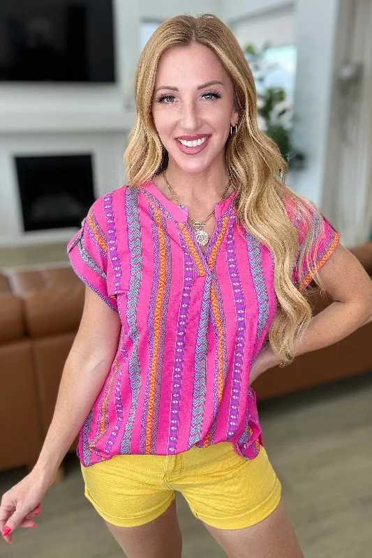 Value Pack Lizzy Cap Sleeve Top in Hot Pink Stripe