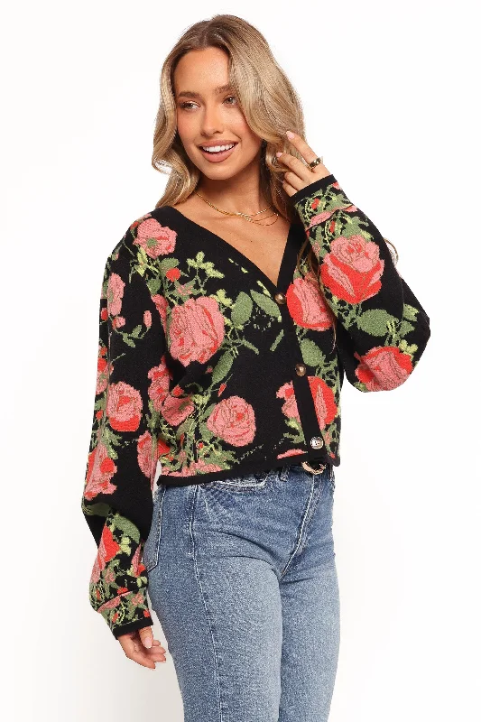 Get It Before It’s Gone Reeva Button Front Floral Cardigan - Black Floral