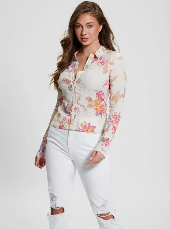 Weekend Extravaganza: Shop Now White Floral Tessa Long Sleeve Top
