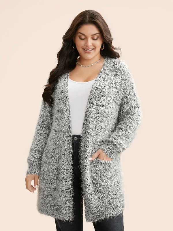 Exclusive Preview Texture Fluffy Open Front Cardigan