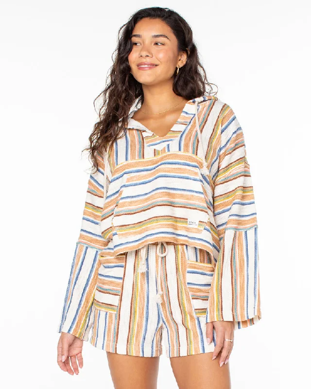 Crazy Savings Roxy Rich Coast Stripe Sweatshirt-Camel