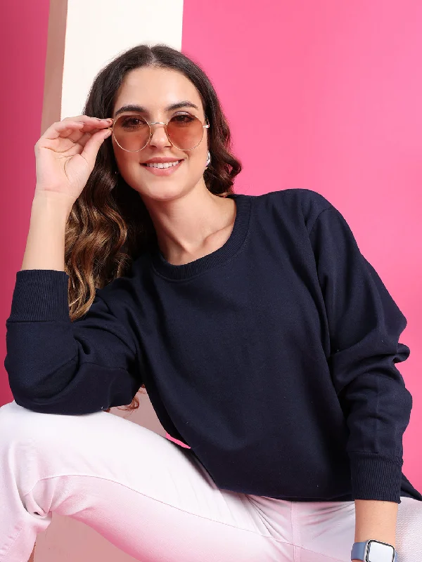 While Supplies Last VimaL Jonney Regular Fit Blue Solid Sweatshirt For Women
