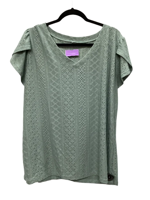 Weekend Specials to Savor Green Top Short Sleeve Clothes Mentor, Size 2x
