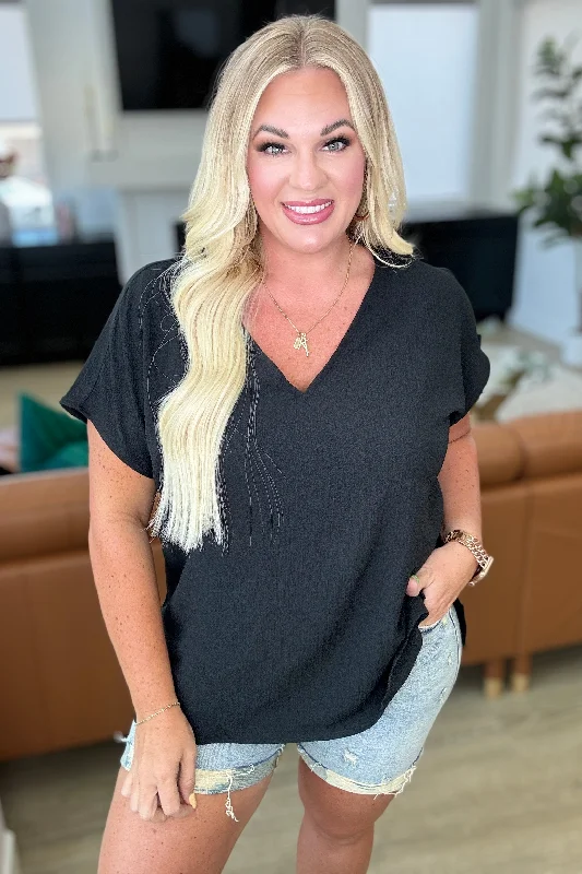 Blowout Deals Let Me Be Your Wings V-Neck Top in Black