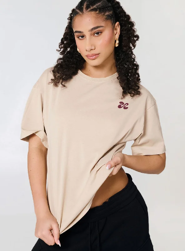 Today Only Unisex Choreographer Logo Freestyle Baggy Tee Beige