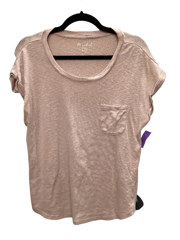 Big Deal Pink Top Short Sleeve Basic Marled, Size L