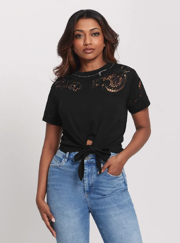 New Deal Eco Black Anjour Lace T-Shirt