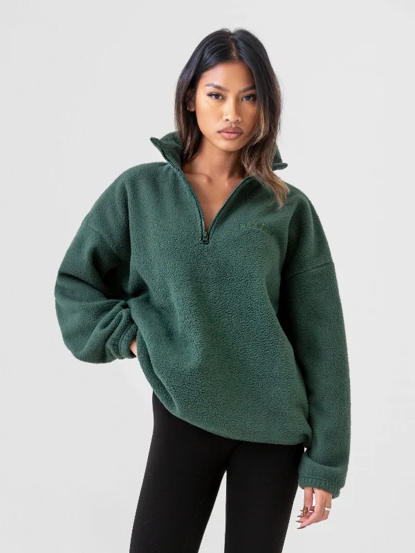 Time-Limited Offer Borg 1/4 Zip Sweater - Green