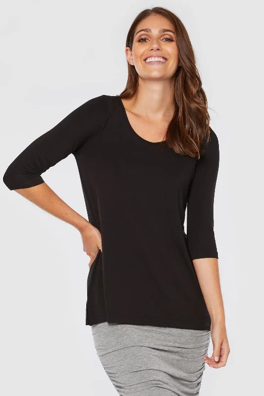 Weekend Bargains to Snag 3/4 Sleeve St Tropez - Black