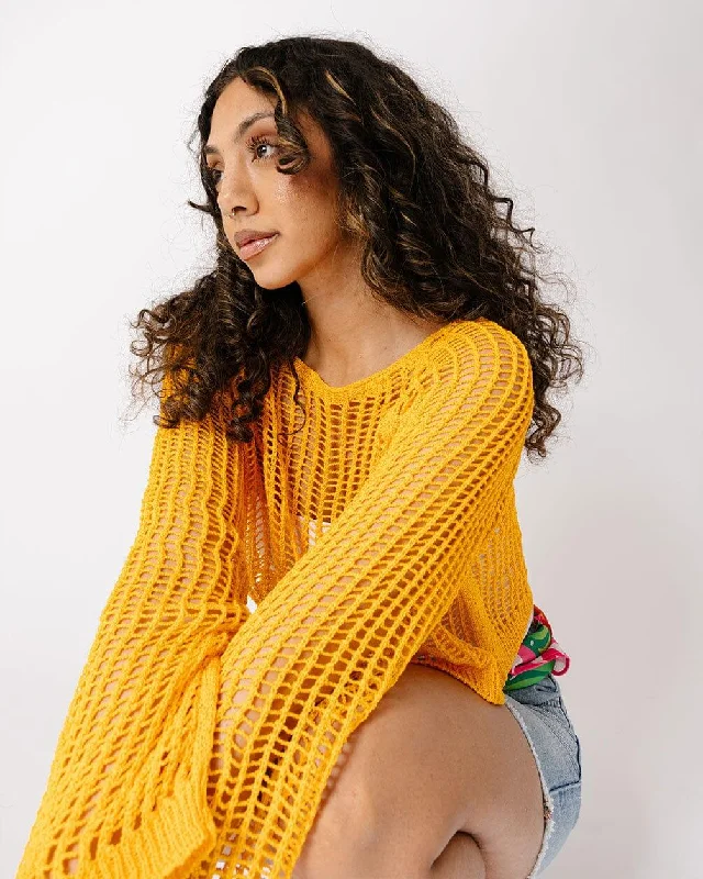 Final Clearance Yellow Fishnet Top