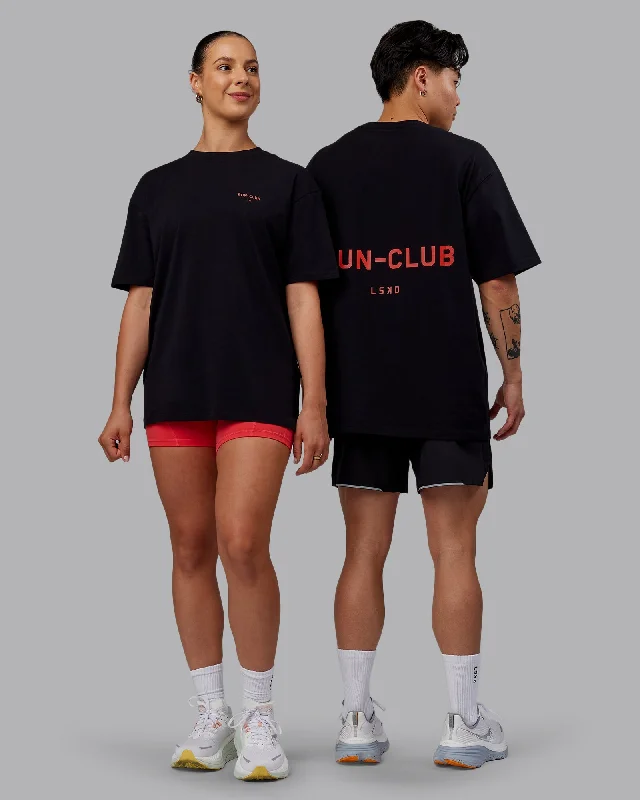 Weekend Bargains to Relish Unisex RUN CLUB FLXCotton Tee Oversize - Black-Cayenne