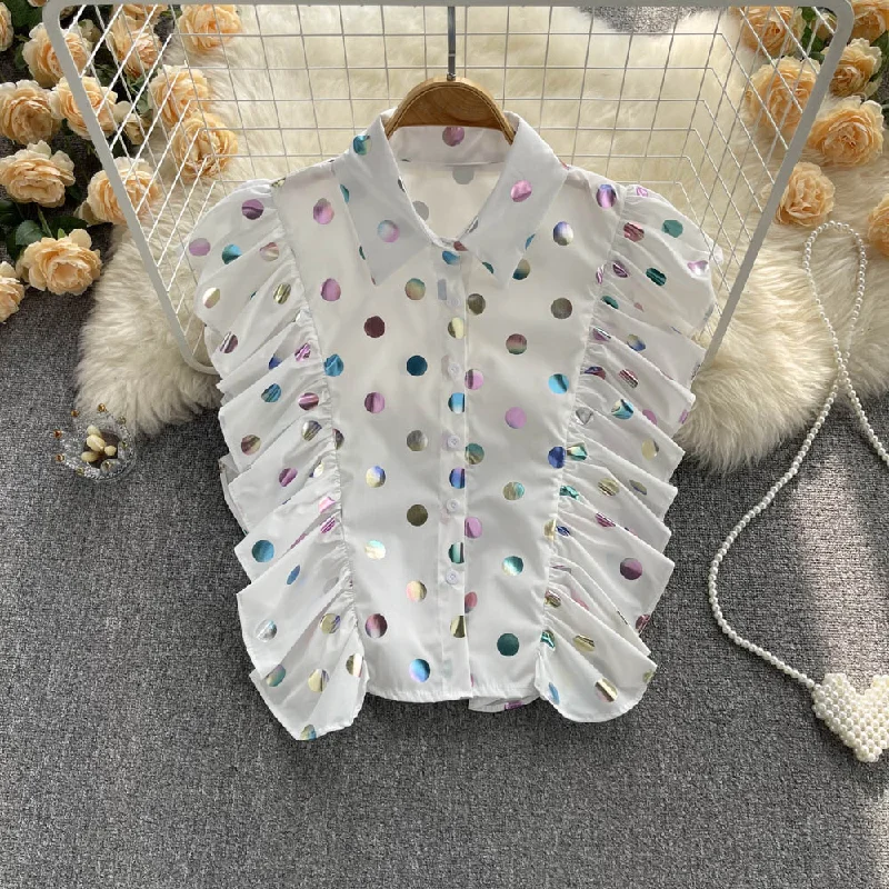 Weekend Specials to Cherish Cute polka dot crop top    S406