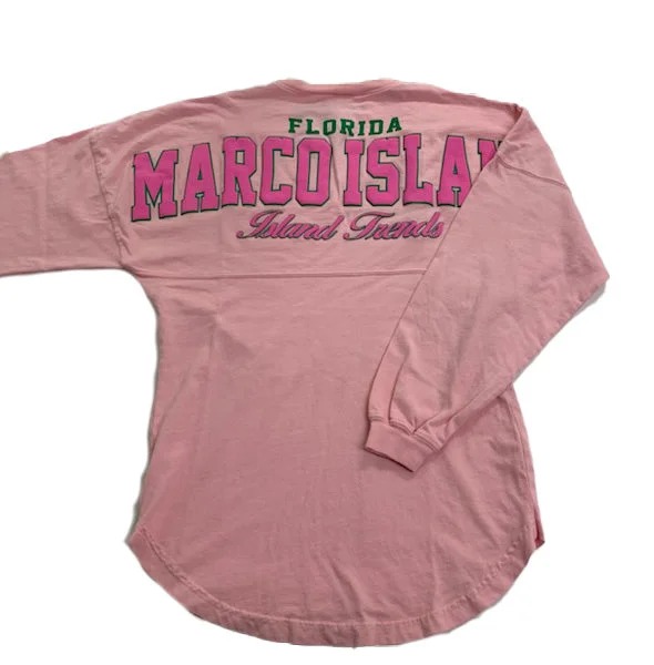 Deal Dash Island Trends Womens Marco Island V Neck L/S T-Shirt - Pink Sorbet