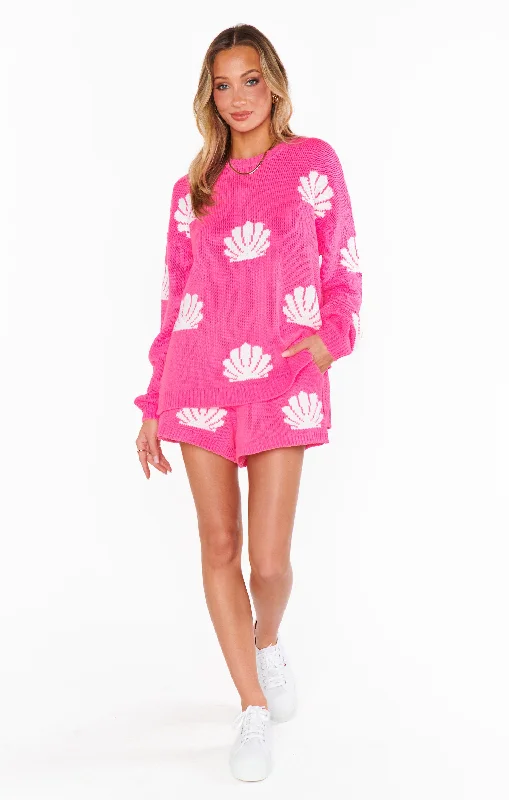 Weekend Offers That Shine Go To Sweater ~ Hot Pink Shell Knit