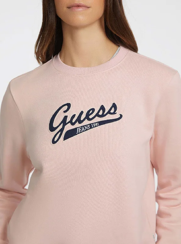 Limited Supply Guess Jeans Pink Script Logo Jumper
