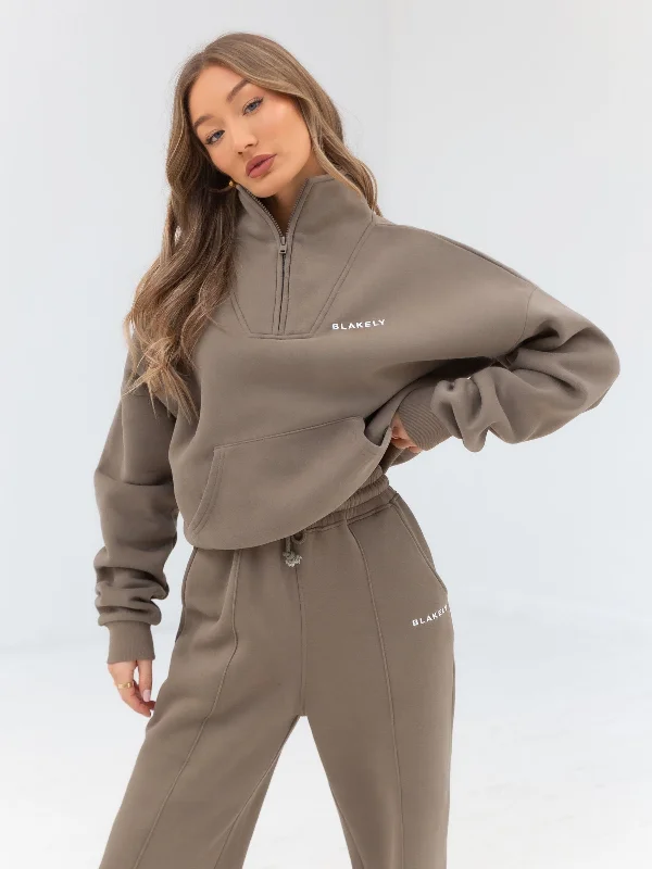 Season Finale Sale Everyday 1/4 Zip Sweater - Brown