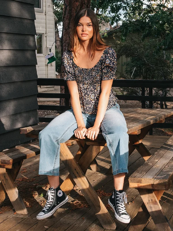 Weekend Discounts to Grab Folk Yeah Top - Vintage Black