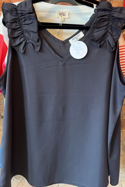 Last Chance The Curvy Grey Ruffle Tank