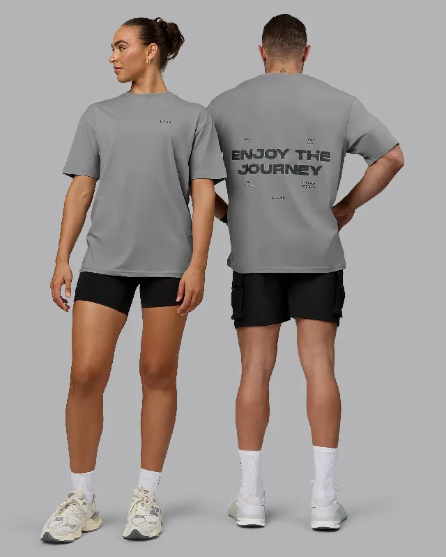Weekend Shopping Extravaganza Unisex Enjoy the Journey Value Series FLXCotton Tee Oversize - Circular Grey-Pirate Black