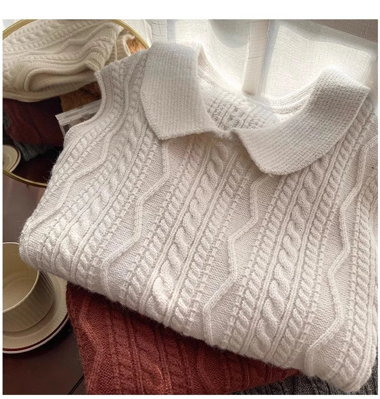 Online Exclusive College style knitted vest for women new retro sweater vest trend     S5015