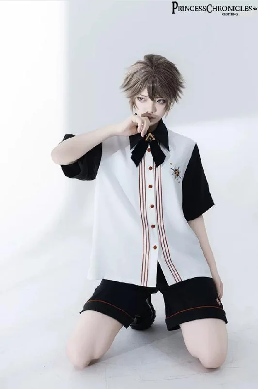 Lowest Price Princess Chronicles~Floral Intoxication~Retro Ouji Lolita Short Sleeve Shirt and Embroidered Shorts Set