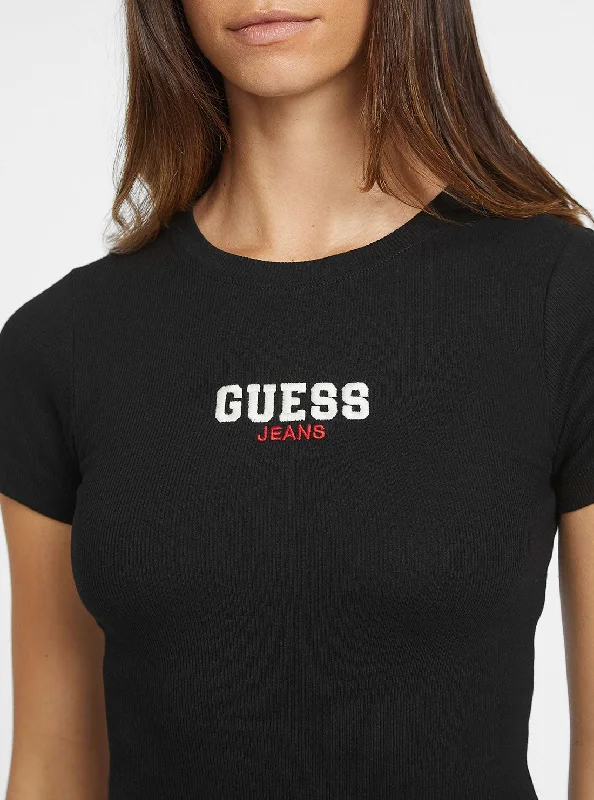 Great Bargain Guess Jeans Black Ribbed T-Shirt