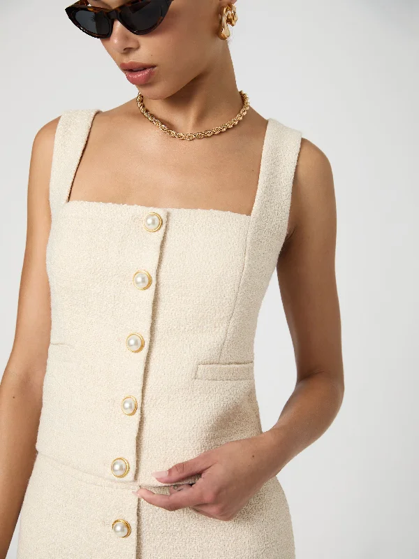 Limited Edition Structured Tweed Button Front Top