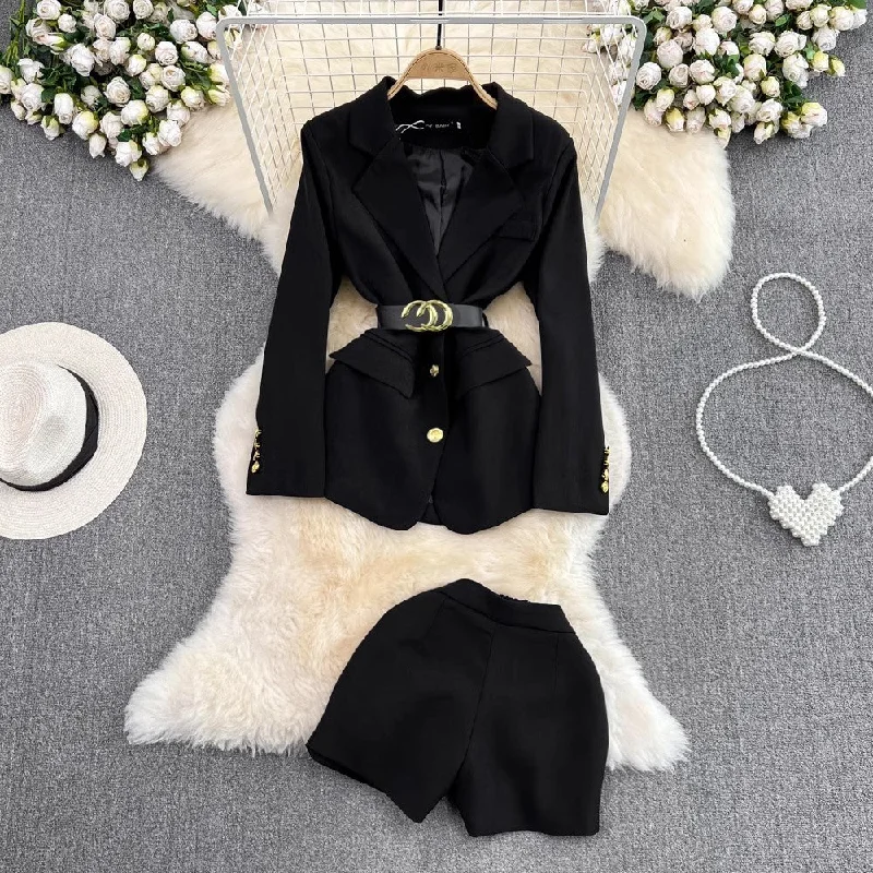 Midnight Sale Fashion suit for women mid-length jacket two-piece  shorts      S4048