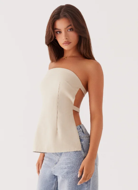 Exclusive Access Willow Rivers Strapless Top - Beige