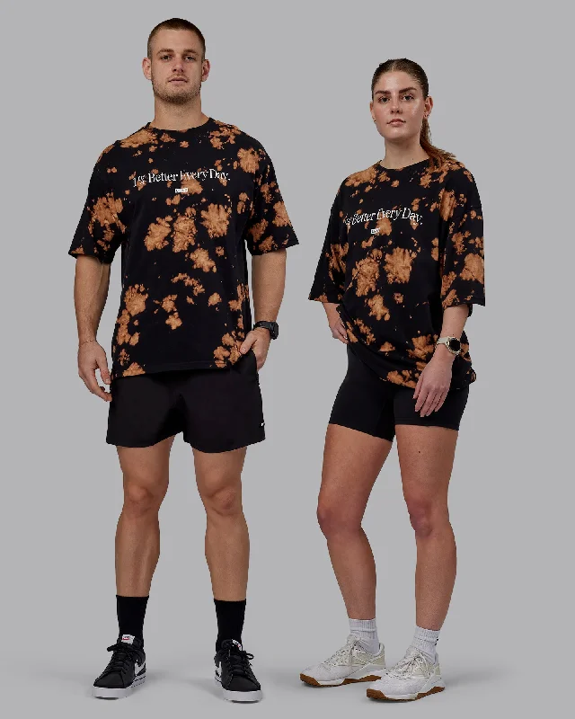 Flash Deals Unisex 1% Better Heavyweight Tee Oversize - Black-Bleach Tie Dye