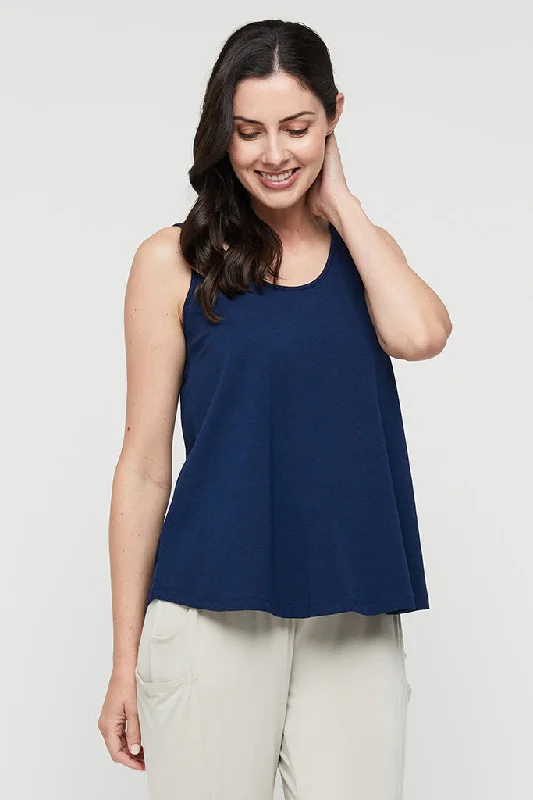 Quick Sale Relaxed Bamboo Singlet - Navy