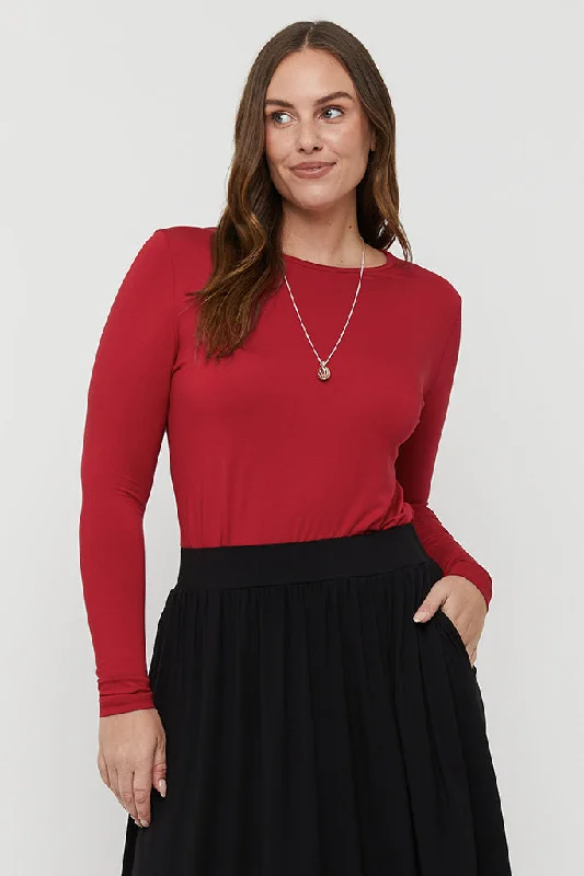 Super Sale Long Sleeve Crew Neck - True Red