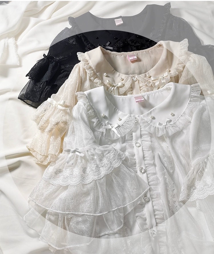 Get It Before It’s Gone (Buyforme)Sakurada Fawn~ Lolita Sweetheart Cute Snowflake Chiffon Blouse