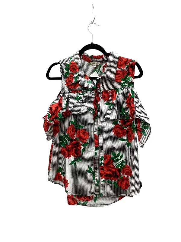 Amazing Value Floral Print Top Short Sleeve Blush, Size Xxl