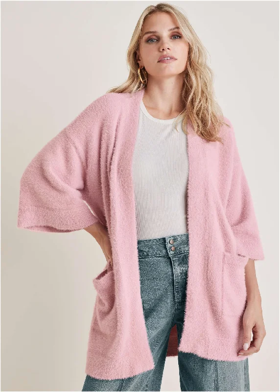 Limited Stock Eyelash Cardigan - Bleached Mauve