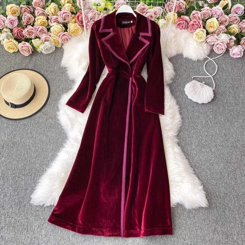 Weekend Savings Galore velvet suit dress, long ankle-length fashionable long jacket for women S4115 Weekend Savings Galore velvet suit dress, long ankle-length fashionable long jacket for women S4115