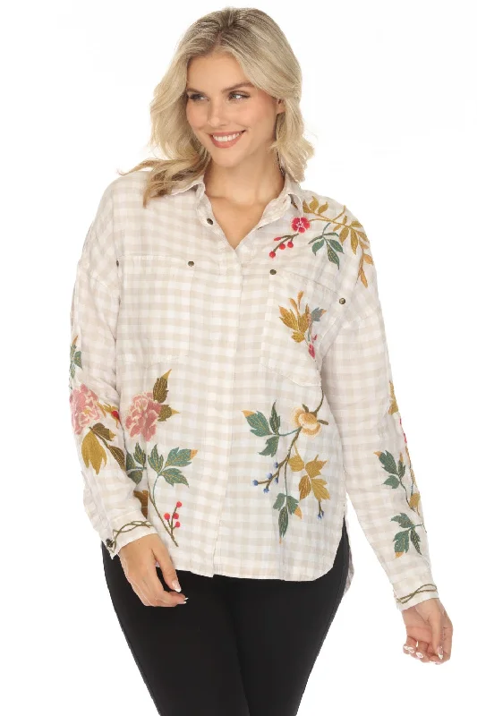 Best Deals Johnny Was Workshop Adele Gingham Pocket Overshirt W41223 Boho Chic