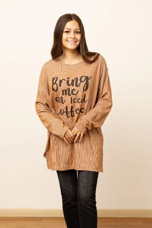 Online Only Bring Me Iced Coffee Ribbed Top