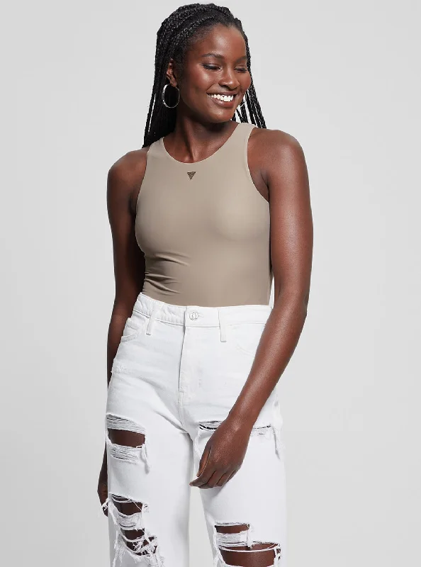 Don't Miss Out Beige Kim Bodysuit