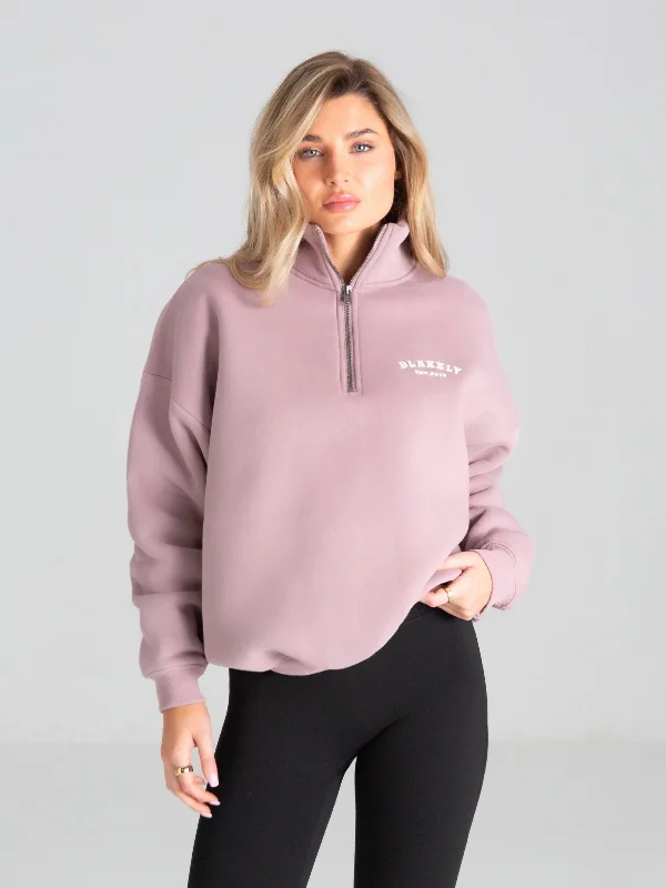 Super Bargain Heritage 1/4 Zip Sweater - Dusty Pink