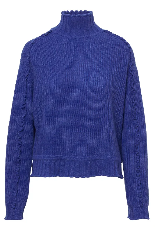 Seasonal Sale Shaker Mock Neck Ruffled Sweater