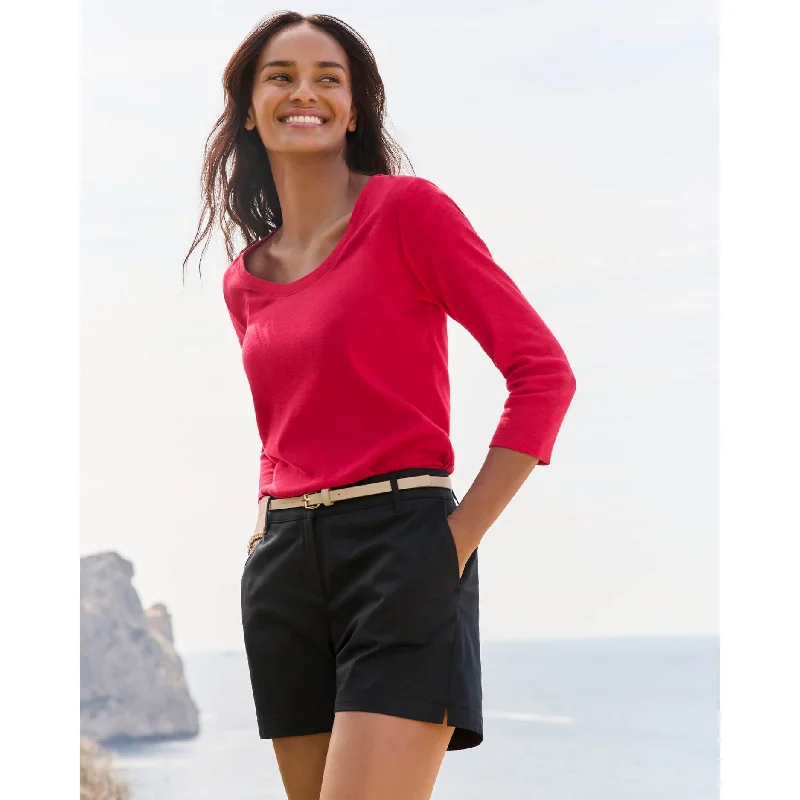 Today Only Tommy Bahama Women's Ashby Isles Rib 3/4 Sleeve Scoop T-Shirt - Tango Red