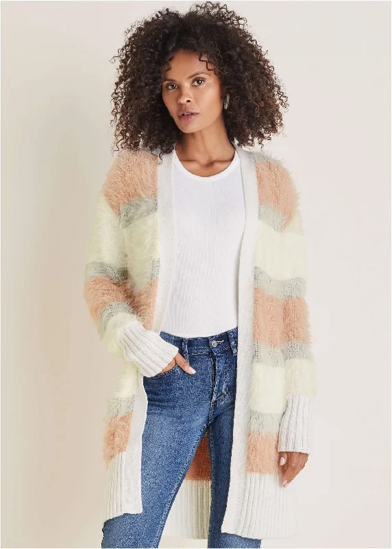 Weekend Deals You Can't Resist Eyelash Cardigan - White Multi