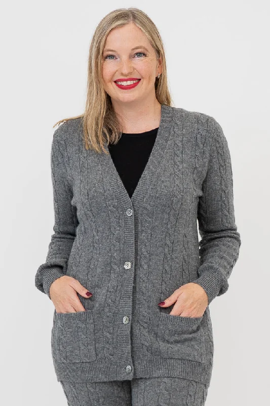 Weekend Savings Extravaganza Ventura Cardigan, Grey, Wool Cashmere