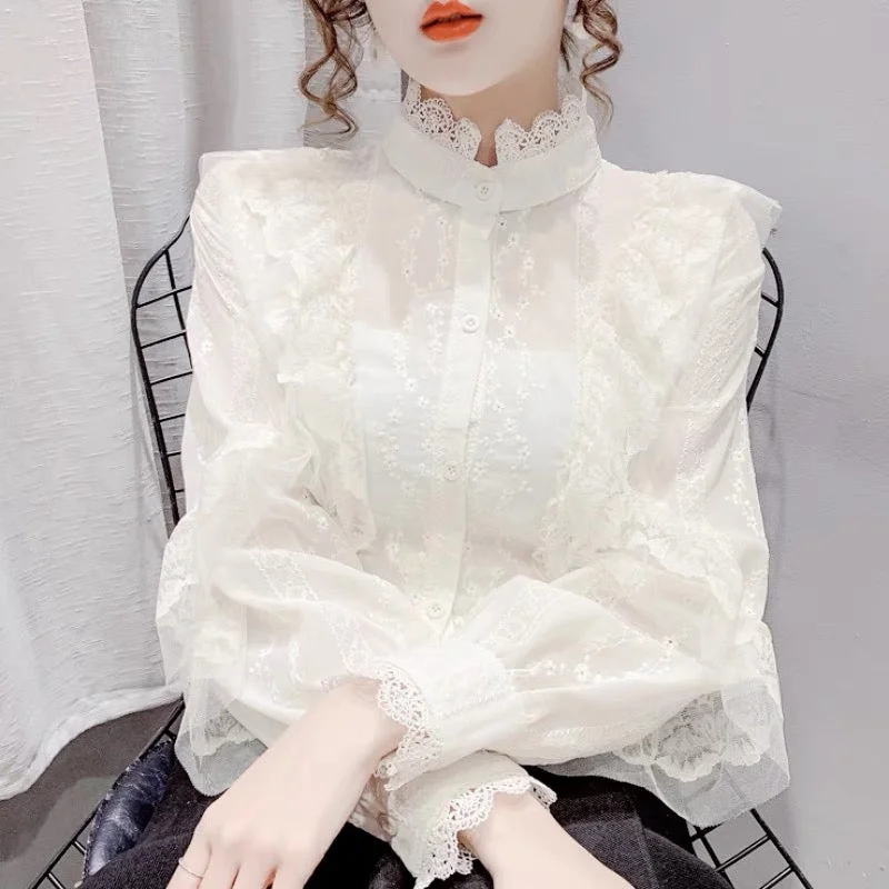 Mega Discount Cute lace long sleeve tops fashion tops    S165