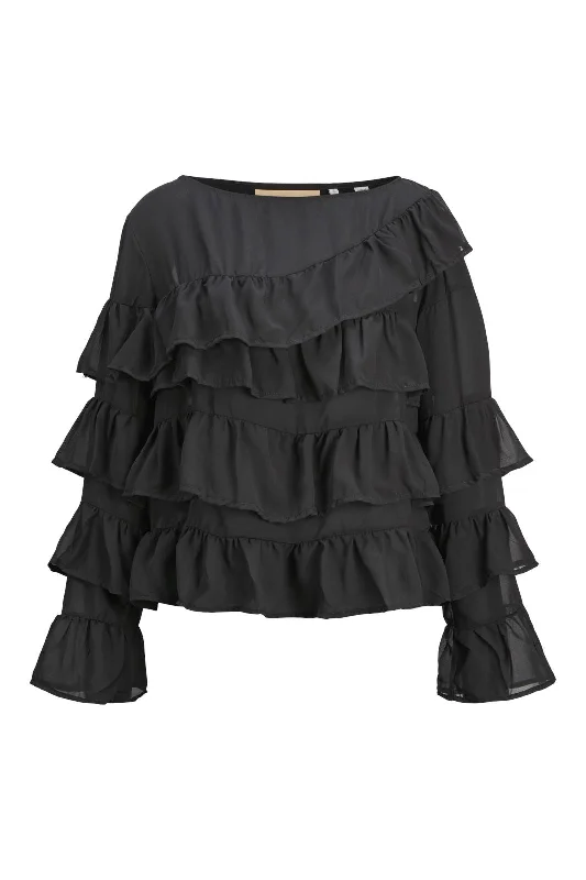 Price Reduction Jjxx - Jxken Ls Chiffon Frill Top - 4642353 Black