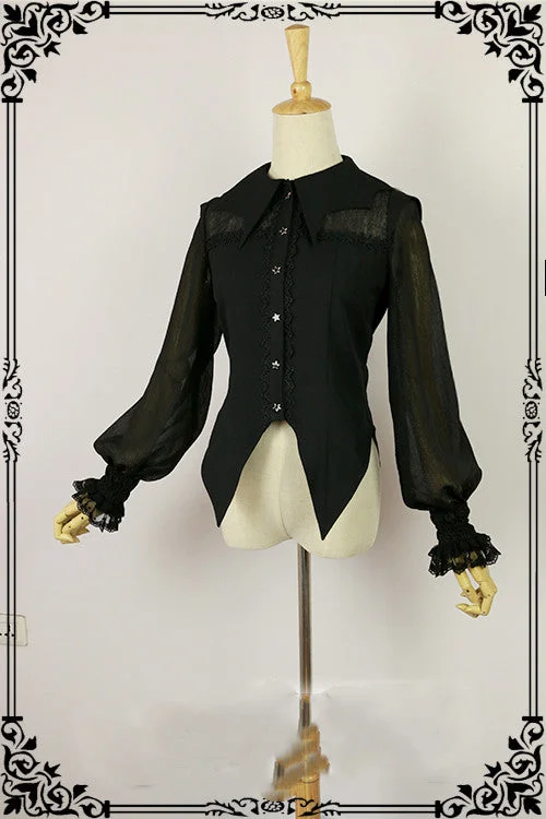 Super Savings Fanzy Fantasy~Halloween Lolita Shirt Gothic Bat Collar