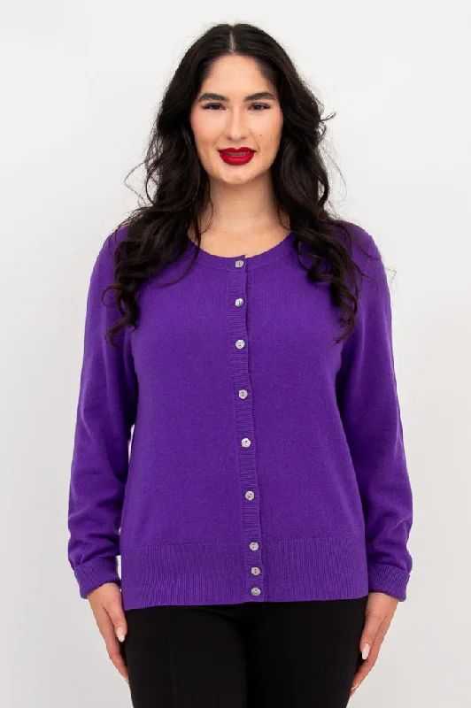 Hurry In Oakly Cardigan, Purple, Wool Cashmere