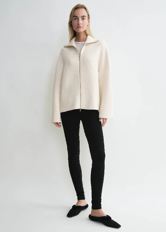Weekend Specials to Enjoy Double-knit zip sweater off-white